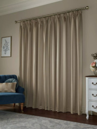 Laura Ashley Lille Stripe Pair Lined Pencil Pleat Curtains, Truffle Natural - thumbnail 2