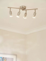John Lewis 4 Spotlight Ceiling Bar, Brushed Chrome - thumbnail 4
