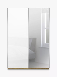 John Lewis Elstra 150cm Wardrobe with White Glass and Mirrored Sliding Doors - thumbnail 2