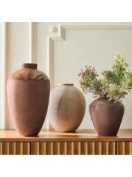 West Elm Orla Ceramic Barrel Vase, H29cm, Grey - thumbnail 4