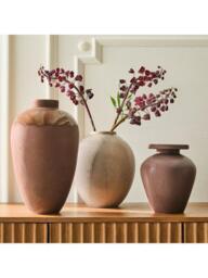 West Elm Orla Ceramic Barrel Vase, H29cm, Grey - thumbnail 2