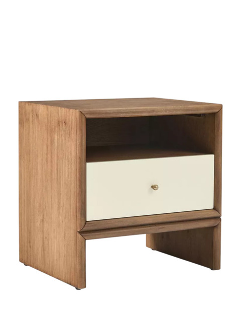 west elm Miles Bedside Table, Ivory Lacquer/Toasted Oak - image 1
