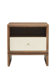 west elm Miles Bedside Table, Ivory Lacquer/Toasted Oak - thumbnail 3