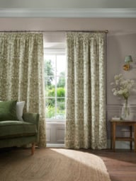 William Morris At Home Sunflower Pair Blackout Lined Pencil Pleat Curtains, Dark Olive - thumbnail 1