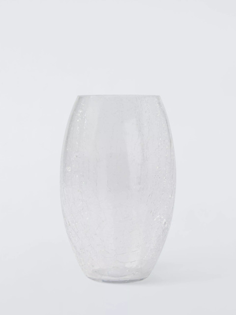 John Lewis Crackle Glass Barrel Vase, H25cm, Clear - image 1
