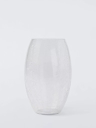 John Lewis Crackle Glass Barrel Vase, H25cm, Clear - thumbnail 1