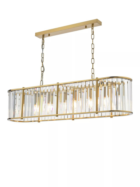 Där Kiran Glass 7 Arm Bar Ceiling Light, Black - image 1