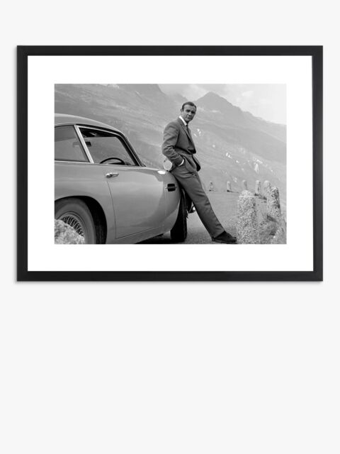 Sean Connery & Aston Martin Framed Photographic Print & Mount, 65.5 x 85.5cm, Black/White - image 1