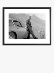 Brookpace Lascelles Sean Connery & Aston Martin Framed Photographic Print & Mount, 65.5 x 85.5cm, Black/White - thumbnail 1
