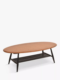 ercol for John Lewis Bellingdon Oval Coffee Table Ash/Black - thumbnail 4