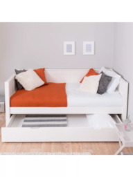 Stompa Classic Children's Day Bed Frame with Trundle Drawer, Single, White - thumbnail 2