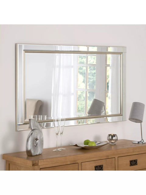 Yearn Rectangular Wood Framed Wall Mirror, Champagne - image 1