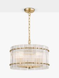 John Lewis Textured Glass Pendant Ceiling Light, Antique Brass