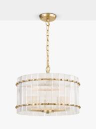 John Lewis Textured Glass Pendant Ceiling Light, Antique Brass - thumbnail 2