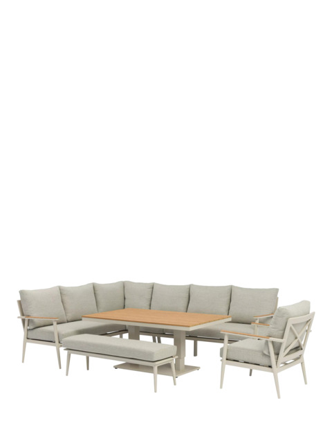 Bramblecrest RHS Wisley 7-Seater Garden L-Shaped Sofa Set with Height Adjustable Table, Mocha - image 1