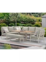 Bramblecrest RHS Wisley 7-Seater Garden L-Shaped Sofa Set with Height Adjustable Table, Mocha - thumbnail 3