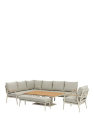 Bramblecrest RHS Wisley 7-Seater Garden L-Shaped Sofa Set with Height Adjustable Table, Mocha - thumbnail 2