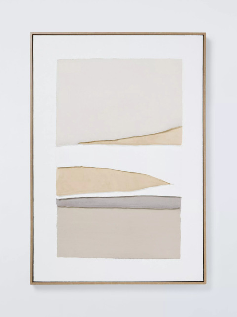 John Lewis 'Gathers Scene' Framed Hand Painted 3D Canvas, Natural - image 1