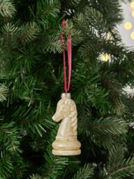 John Lewis The Curator Chess Knight Bauble, Cream - thumbnail 2