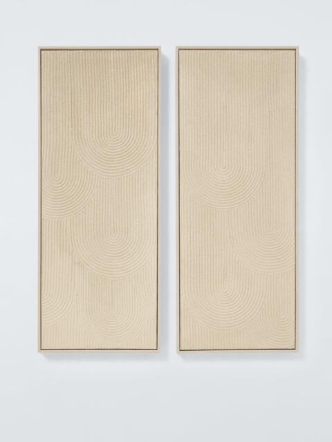 John Lewis 'Sculptured Sands' Hand Painted Framed Wall Art, Set of 2, 100 x 40cm, Natural - image 1
