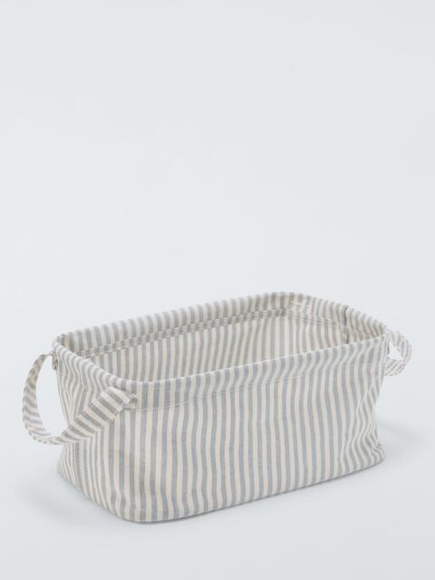 John Lewis Stripe Open Storage Box, Grey/Natural, Small - image 1