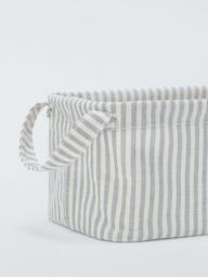 John Lewis Stripe Open Storage Box, Grey/Natural, Small - thumbnail 3