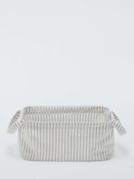 John Lewis Stripe Open Storage Box, Grey/Natural, Small - thumbnail 2