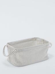 John Lewis Stripe Open Storage Box, Grey/Natural, Small