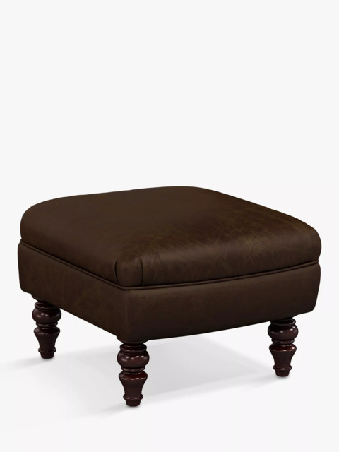 John Lewis Claverdon II Leather Footstool, Dark Leg, Galveston Bark - image 1
