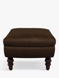 John Lewis Claverdon II Leather Footstool, Dark Leg, Galveston Bark - thumbnail 3