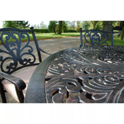 LG Outdoor Devon 4 Seater Garden Dining Table and Chairs Set with Parasol, Bronze - thumbnail 3