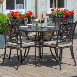 LG Outdoor Devon 4 Seater Garden Dining Table and Chairs Set with Parasol, Bronze - thumbnail 4