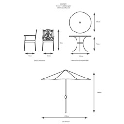LG Outdoor Devon 4 Seater Garden Dining Table and Chairs Set with Parasol, Bronze - thumbnail 5