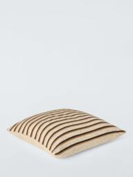John Lewis Rustic Stripe Square Cushion 50x50, Caramon - thumbnail 3
