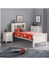 Julian Bowen Maine Bookcase Bed Frame, Single, Surf White - thumbnail 2