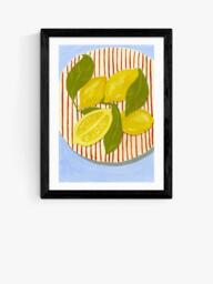 EAST END PRINTS Susie Miller 'When Life Gives You Leafy Lemons' Framed Print, 43.4 x 33.4cm, Black Frame