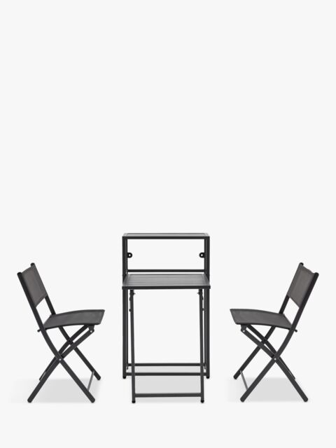 Gallery Direct Kavala Folding 2-Seater Garden/Balcony Bistro Table & Chairs Set, Dark Grey - image 1