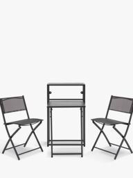 Gallery Direct Kavala Folding 2-Seater Garden/Balcony Bistro Table & Chairs Set, Dark Grey - thumbnail 2