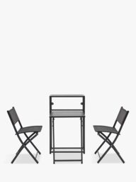 Gallery Direct Kavala Folding 2-Seater Garden/Balcony Bistro Table & Chairs Set, Dark Grey - thumbnail 1