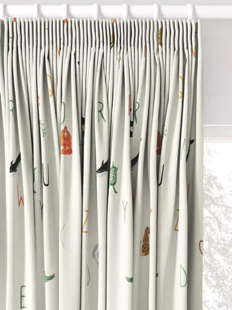 John Lewis Alphabet & Animals Pair Pencil Pleat 3 Pass Blackout Children's Curtains, Multi - image 1