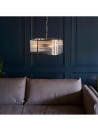 Bay Lighting Rika 3 Bulb Ribbed Glass Pendant Ceiling Light, Metallic Brass - thumbnail 4