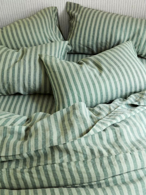 Piglet in Bed Pembroke Stripe Linen Fitted Sheet - image 1
