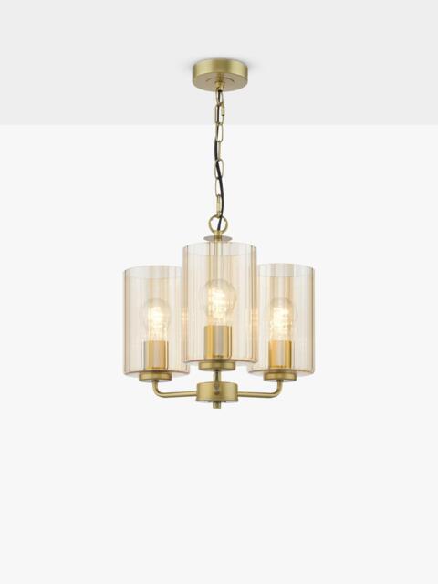 Där Daylin 3 Arm Glass Pendant Ceiling Light, Gold - image 1