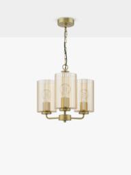 Där Daylin 3 Arm Glass Pendant Ceiling Light, Gold - thumbnail 3