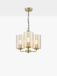 Där Daylin 3 Arm Glass Pendant Ceiling Light, Gold - thumbnail 1
