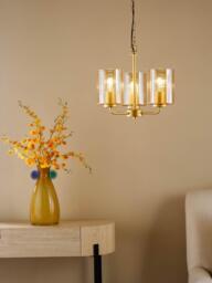 Där Daylin 3 Arm Glass Pendant Ceiling Light, Gold - thumbnail 2