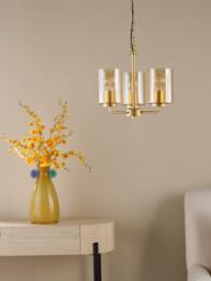 Där Daylin 3 Arm Glass Pendant Ceiling Light, Gold - thumbnail 6