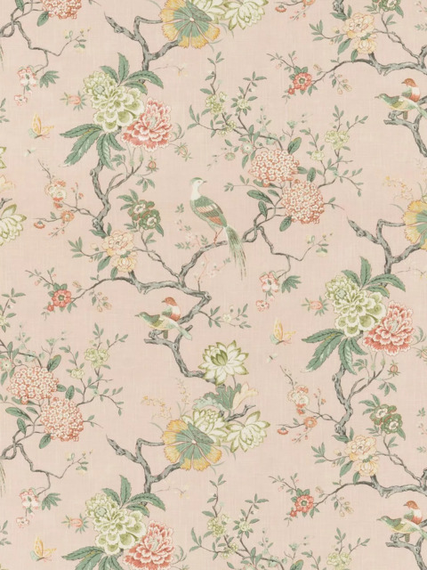 GP & J Baker Oriental Bird Made to Measure Curtains or Roman Blind, Blush - image 1