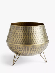 John Lewis ANYDAY Hammered Metal Floor Planter, Gold