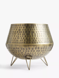 John Lewis ANYDAY Hammered Metal Floor Planter, Gold - thumbnail 2
